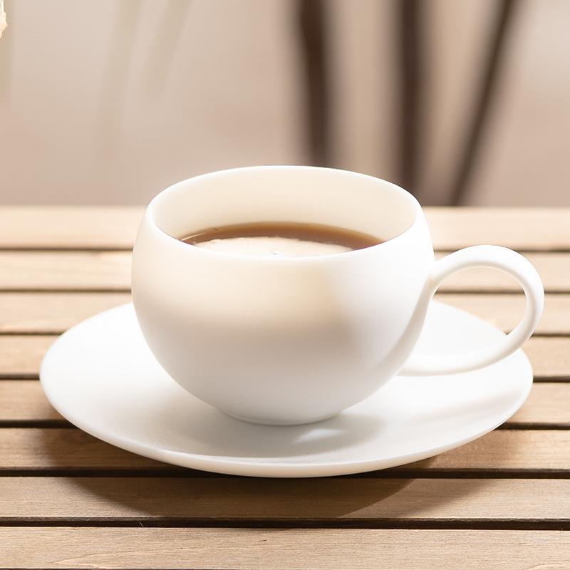 拉花杯蛋蛋卡布奇诺羊脂玉陶瓷白瓷拿磨砂咖啡杯玉铁德化冰种