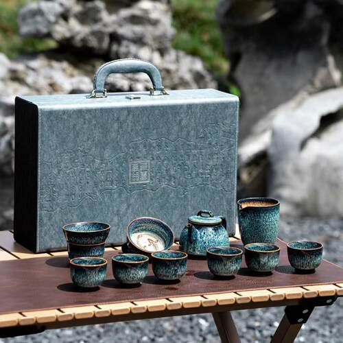 新款钧瓷陶瓷功夫茶具套装家用简约办公室写字楼简便整套茶壶组合