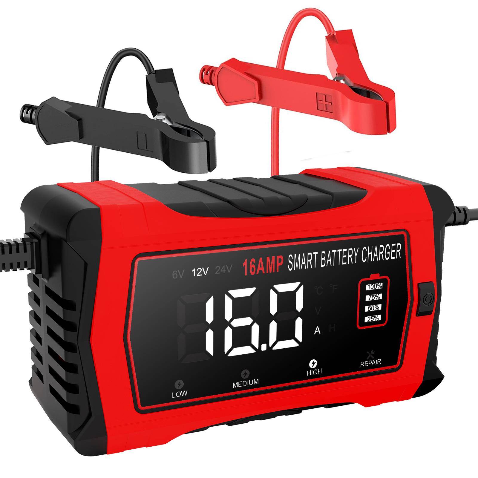 16A汽车电瓶充电器6V12V24V充电器AGM电池充电器
