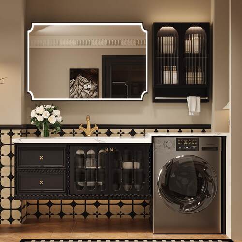 2026新款法式复古洗衣机柜组合卫生间浴室柜洗手洗漱台洗衣机组合