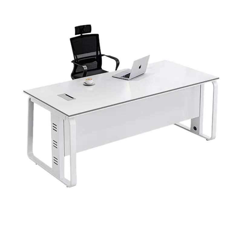 办公桌简约现代老板桌轻奢高级感办公室桌椅组合单人白色电脑桌子