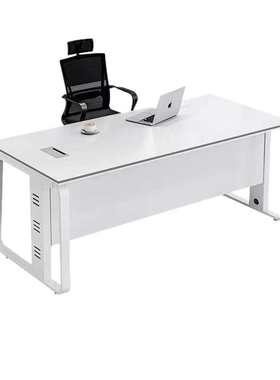 办公桌简约现代老板桌轻奢高级感办公室桌椅组合单人白色电脑桌子