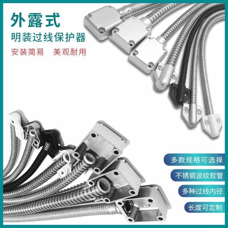 过线保护器不锈钢防夹穿线管网线导线护线弹簧过线器金属波纹软管