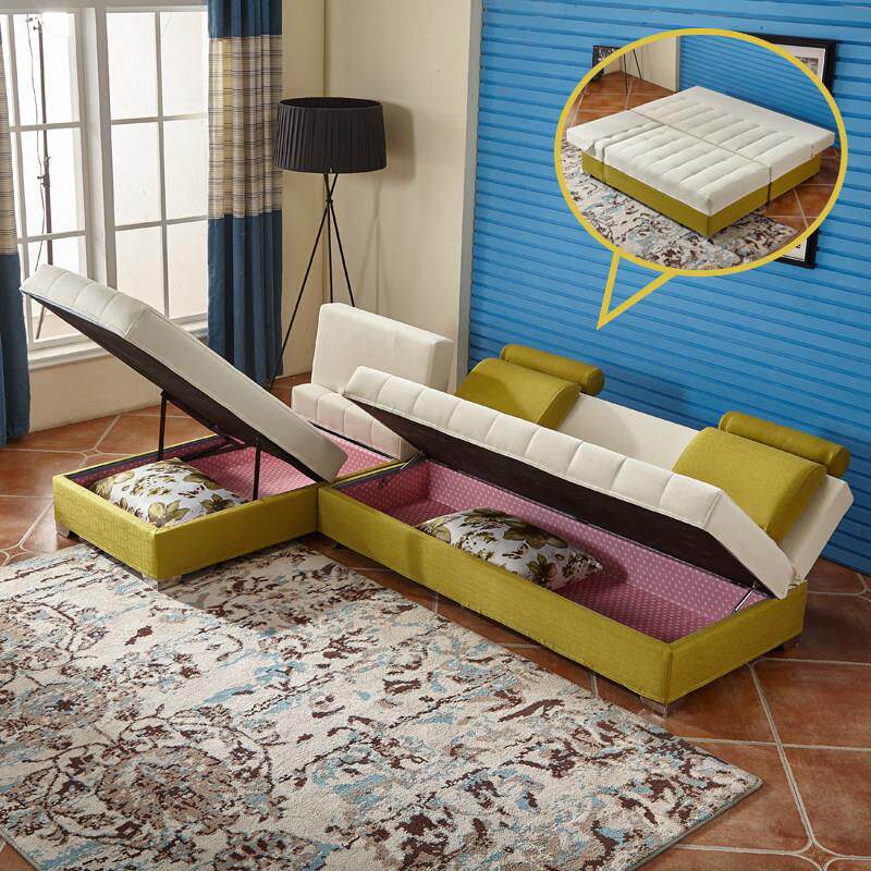 小户型多功能可折叠沙发床客厅布艺储物转角简约现代坐卧两用收纳