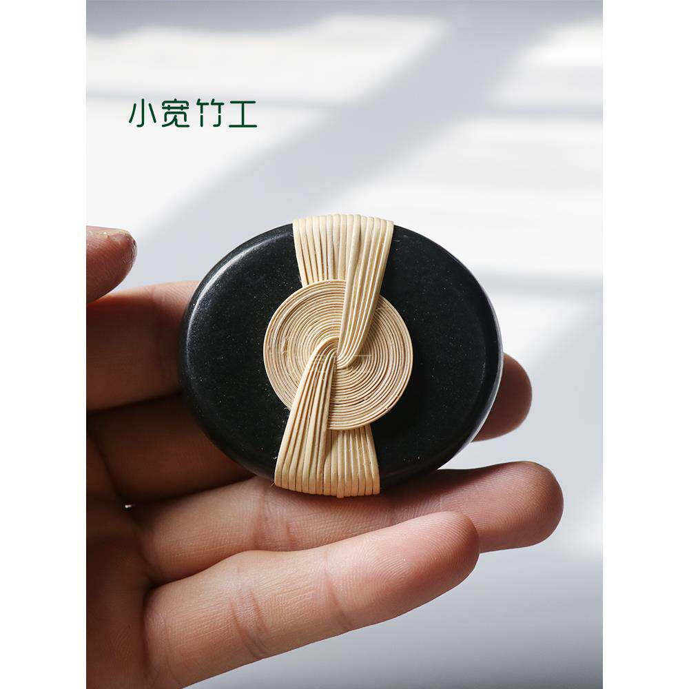 小宽竹创意笔筒茶宠物镇纸石敢饰品凤凰尾结手工编织竹工艺结宽