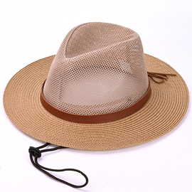 帽子男士夏天礼帽中老年人遮阳帽，休闲夏季透气爸爸草帽防晒太阳帽