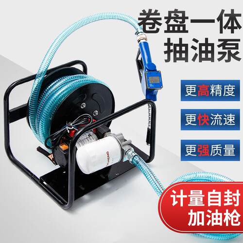 电动抽油泵12v24v220v车载加油机柴油汽油卷盘大流量自吸加油泵