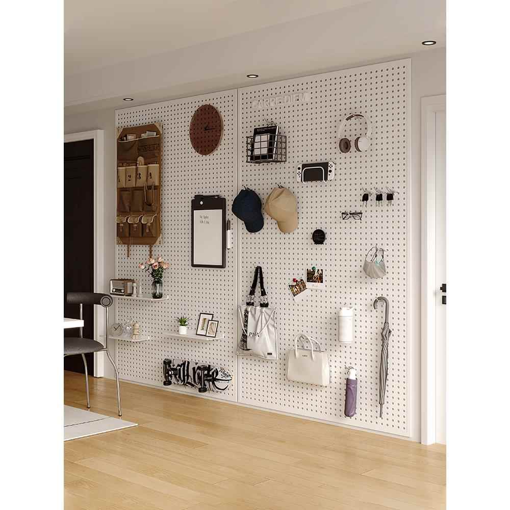 圆孔洞洞板墙上置物架货架不锈钢展示收纳定制五金工具加厚挂板墙