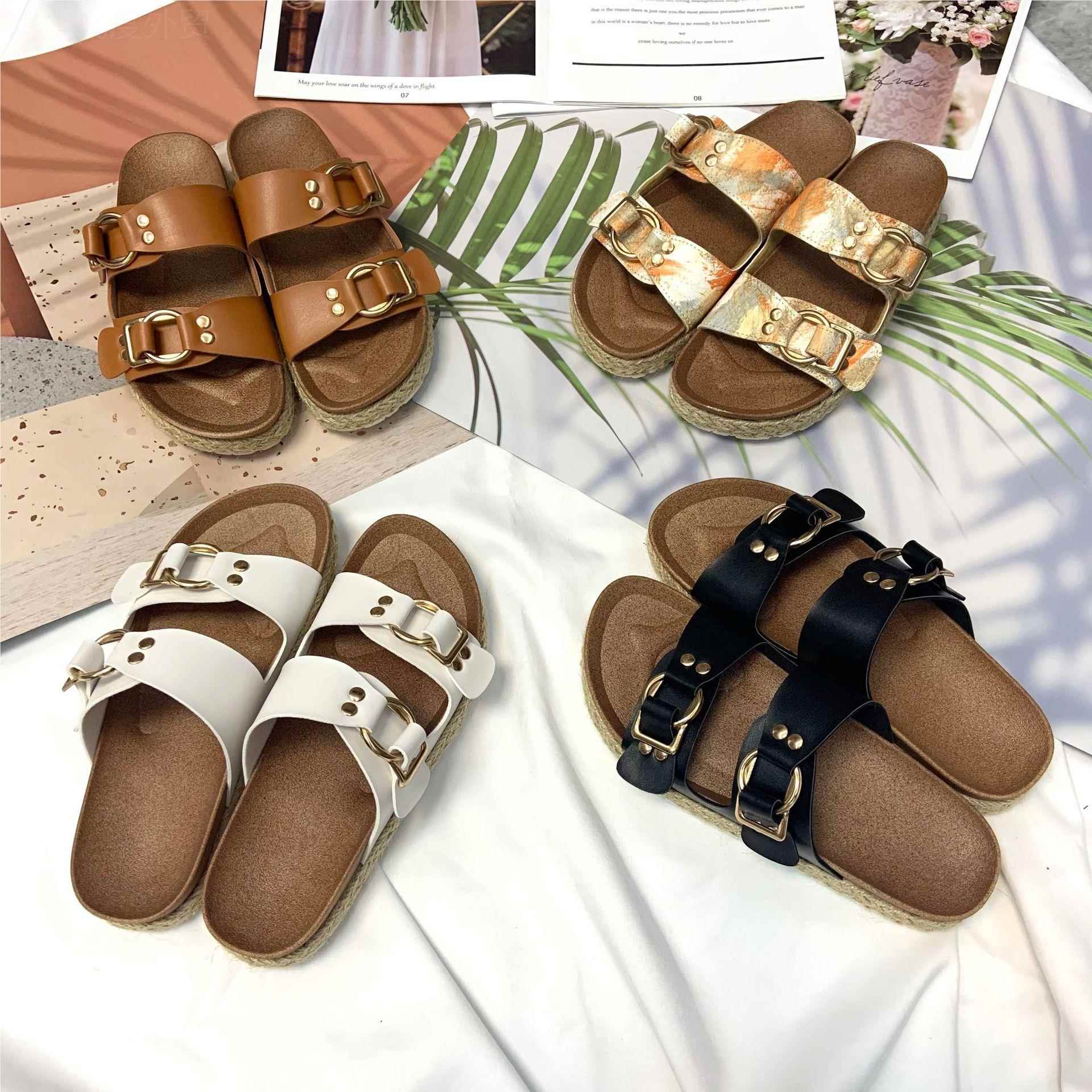 New slippers Women's woven platform slippers编织厚底拖鞋