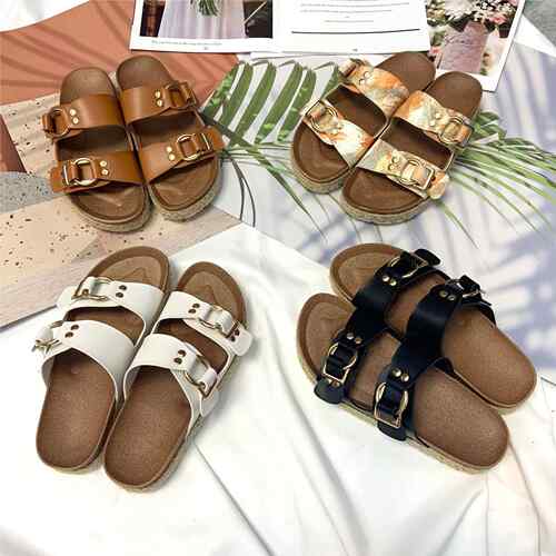 New slippers Women's woven platform slippers编织厚底拖鞋