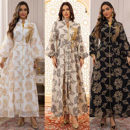 Ethnic women's clothing pearl burned flower evening dress