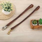 牛皮狗一步短皮带 并附有真皮狗行走绳 适合中型狗和大型狗