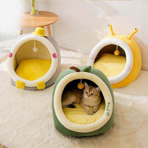 新款直销猫窝秋冬保暖猫咪床猫屋半封闭式狗狗窝垫幼猫窝四季宠物