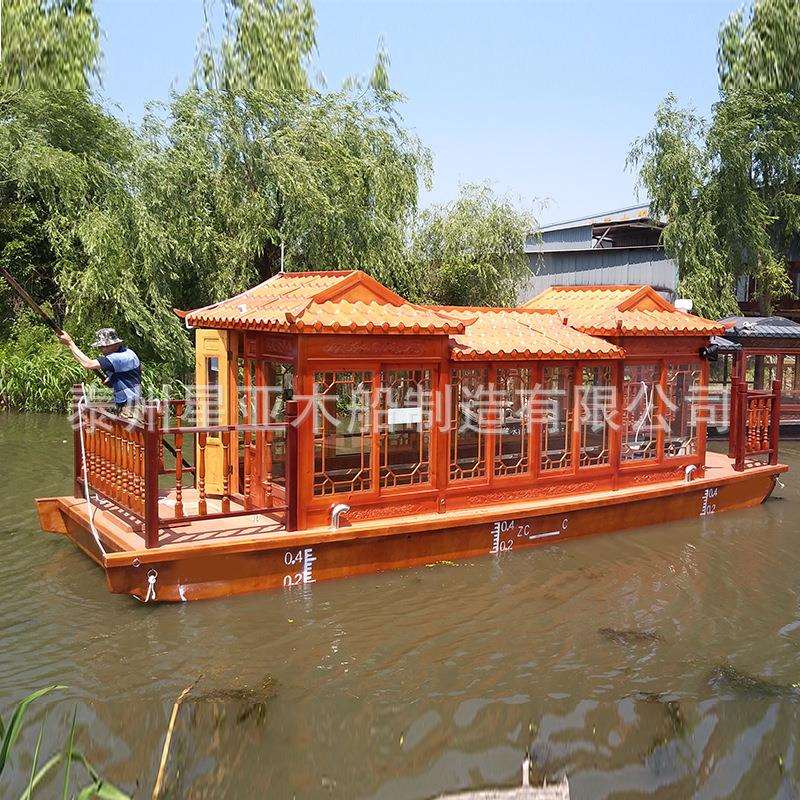 厂家14人画舫船仿古木船旅游观光船休闲电动水上餐饮宾馆船