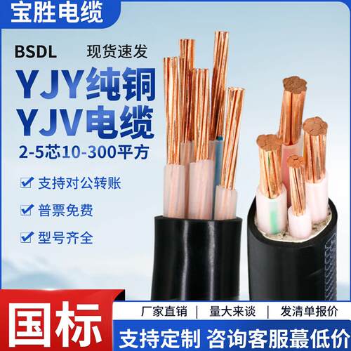 宝胜YJV2 3 4 5芯2.5 4 6YJY10充电桩16 25 35+1+2平方三相电缆线