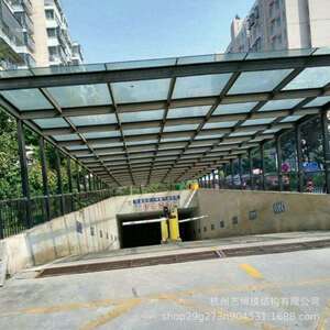 Q235低合金结构钢玻璃遮雨棚 商场停车库地铁小区膜结构透明雨棚