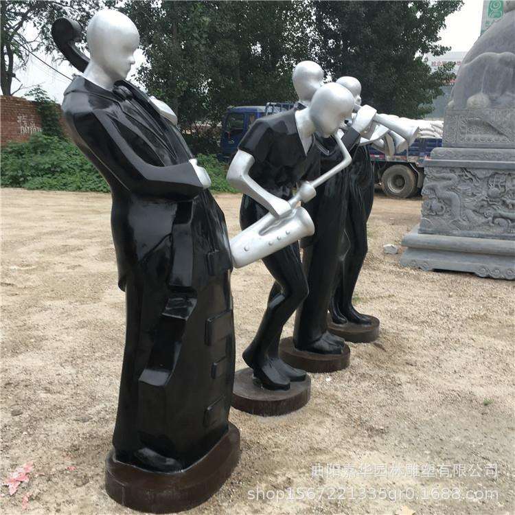 玻璃钢抽象音乐人雕塑 吹拉弹唱乐队人商业街公园广场 景观雕塑