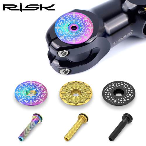 RISK钛合金山地自行车把立盖螺丝公路车前叉碗组盖个性螺丝腕组盖