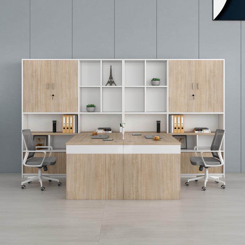 办公桌椅组合卡座办公室2人两双人位工位财务桌子带高柜简约现代