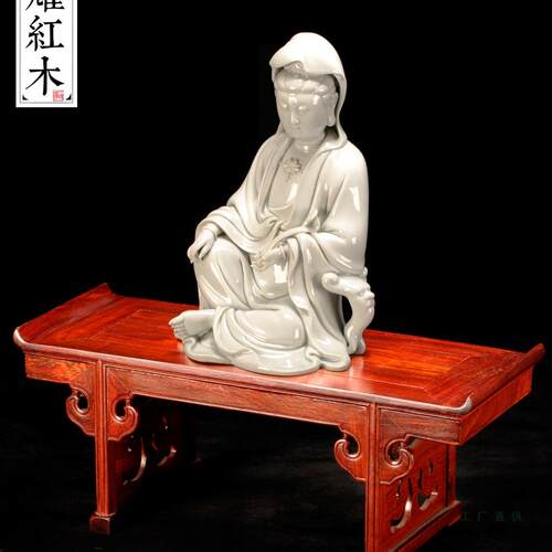 微型家具翘头抽屉琴桌条案 鸡翅木长方形雕花底座小神台供桌