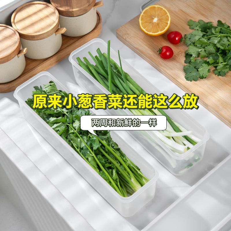 长条冰箱保鲜盒香菜整根大葱小葱冷藏冷冻面条鸡蛋透明塑料密封盒