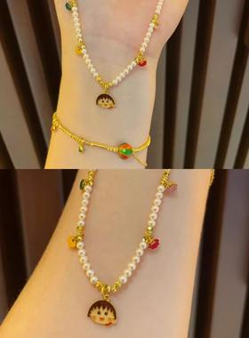 樱桃小爱子日系小丸清新甜美可串珠项链女简约小众设计百搭项链