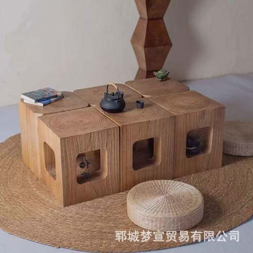 实木凳子摆件树墩根雕圆形边几实木墩子榆木民宿矮凳树桩角几边几