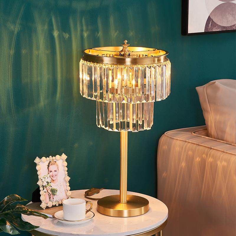 北欧全铜后现代水晶台灯轻奢浪漫卧室床头灯北欧简约书房装饰灯具