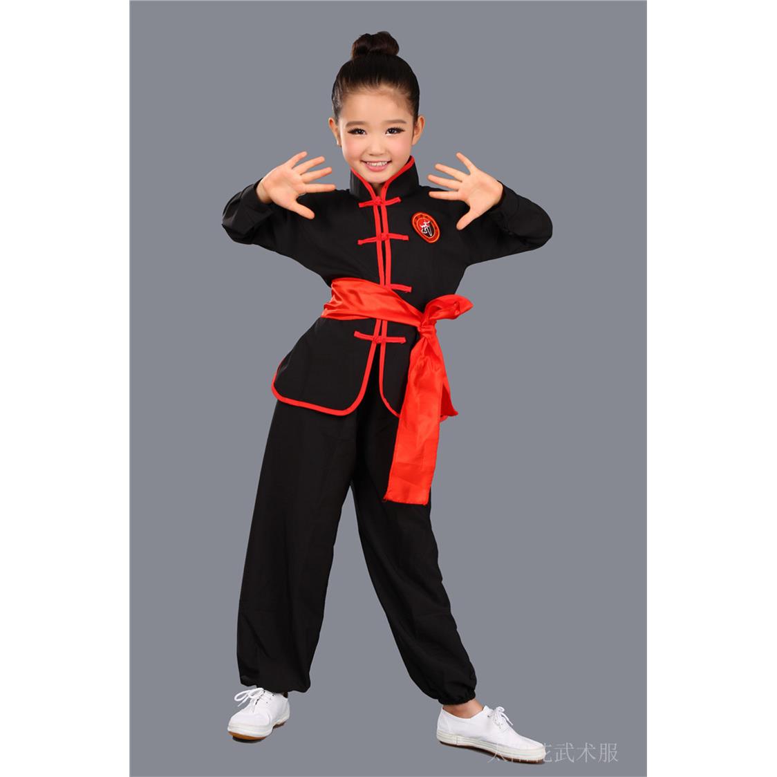 新款儿童武术服练服女童男童功夫太极服长袖服短袖少儿训练装表功