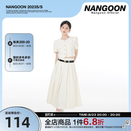 NANGOON 千金女主百褶套装小香风外套开衫上衣遮肉长短裙子辣妹