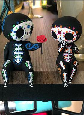 跨境新品Sugar Skull Couple Figurine糖骨头骨夫妇树脂雕像装饰