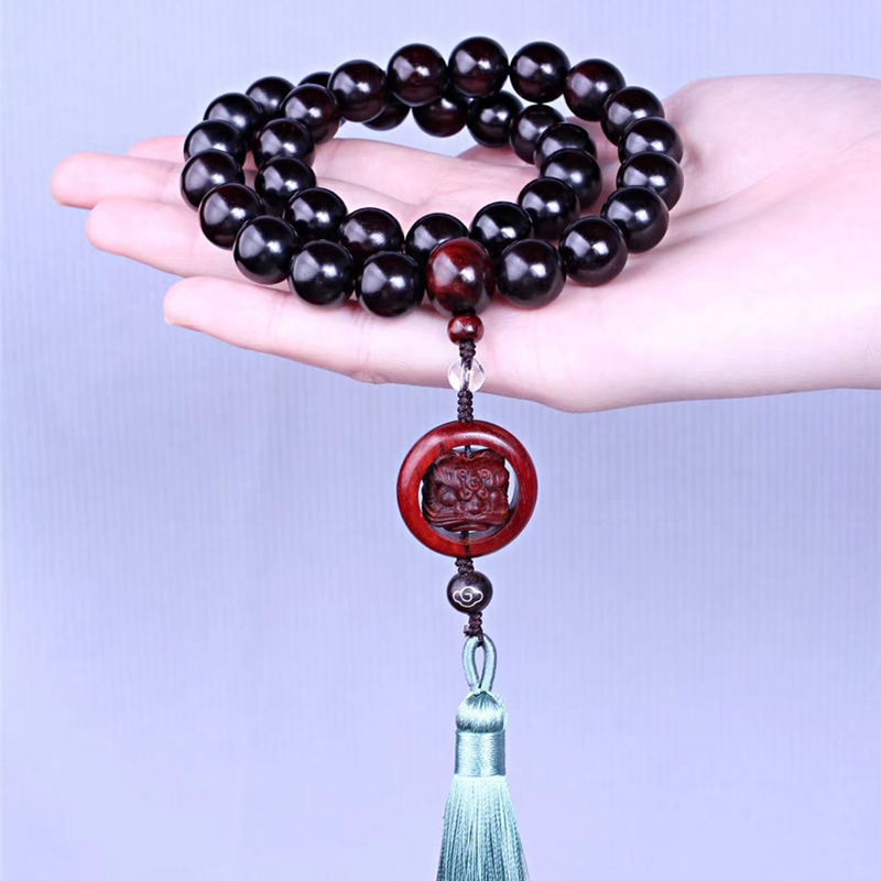 醒狮小叶紫檀老料1.2念珠手持珠车挂佛珠手链手持珠情侣收藏送礼