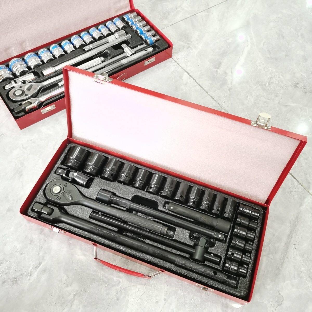 大飞套筒套装套筒全套一整套棘轮板快速扳手重型工具套装工具箱盒