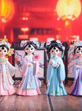 国潮风梦里花未眠古风美女摆件桌面展示柜装饰品精美小礼品