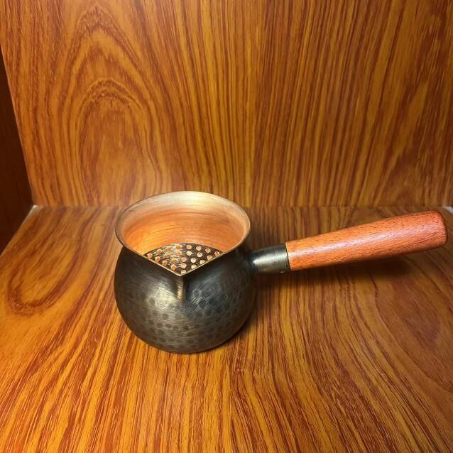 纯铜加厚公道杯手工锤纹紫铜侧把煮茶器复古罐罐茶分茶器家用铜壶