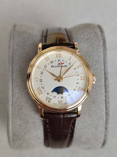 9.8新宝珀经典系列月相18K玫瑰金自动机械女士手表6106-3642-55A