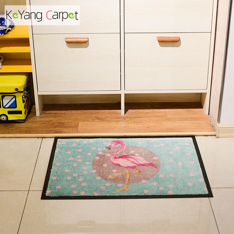 科洋火烈鸟尼龙印花橡胶地垫地毯卧室客厅玄关防滑Logo Door Mat