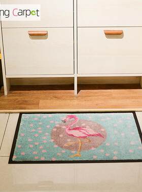 科洋火烈鸟尼龙印花橡胶地垫地毯卧室客厅玄关防滑Logo Door Mat
