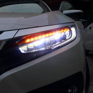 新思域大灯十代思域改装 LED流光转向灯LED日行灯高配大灯总成