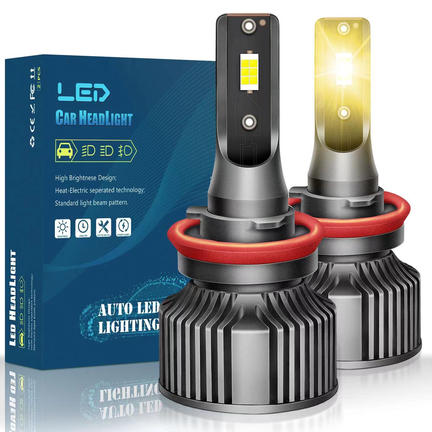 汽车LED雾灯灯泡超亮聚光H11黄金光9006雾灯H8青柠檬雾灯通用改装