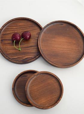 现心货木餐盘碳化工艺家松OTF木托盘 木制牛排餐实盘用木质圆形点