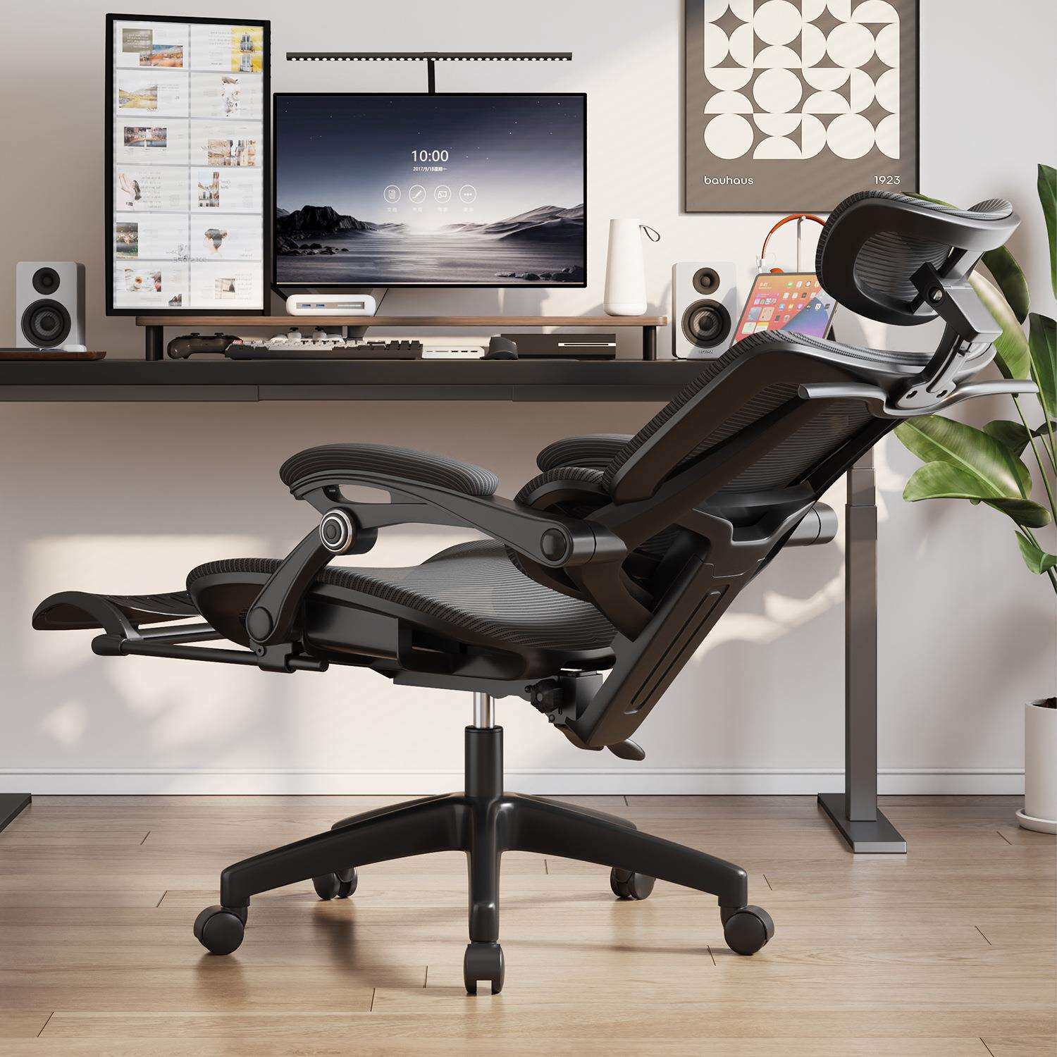 升降带轮电脑椅家用办公椅舒适久坐可躺电竞座椅宿舍学习护腰椅子