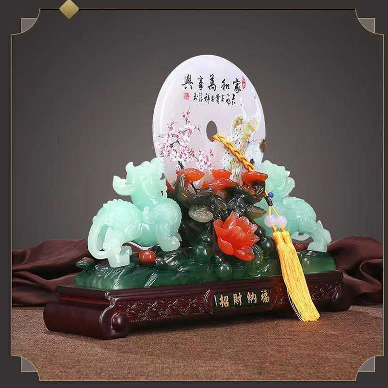 貔貅摆件玉石平安扣进门玄关客厅酒柜装饰品搬家乔迁新居礼品