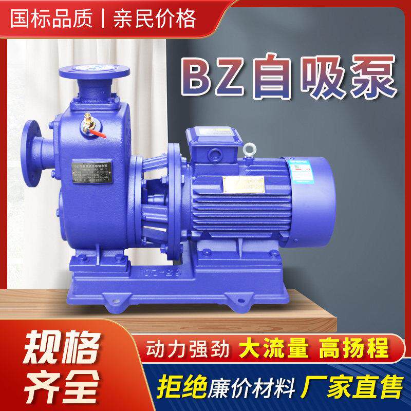 BZ自吸泵卧式管道离心泵380v纯铜三相大流量高扬程循环工业抽水泵
