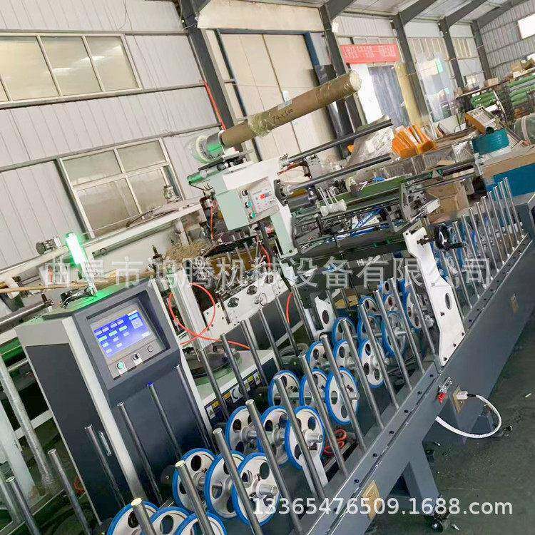 出口沙特木塑格栅线条门套覆膜机连续供胶350型PUR包覆机