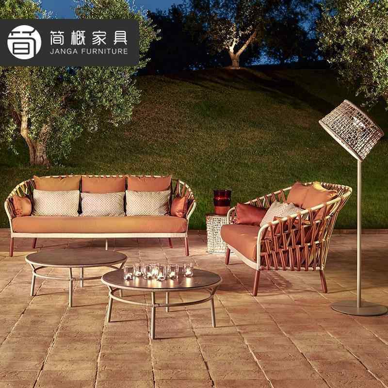 椅户外庭院藤编沙发休别闲墅露台沙发91板家具铝合金防水防晒岩茶,住宅家具,户外沙发,淘宝优惠券,粉丝福利购,淘宝优惠卷