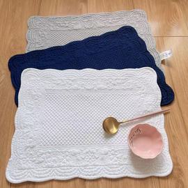 外贸出口欧式纯棉绗缝家用餐桌，隔热餐垫杯垫长方形多用垫加厚