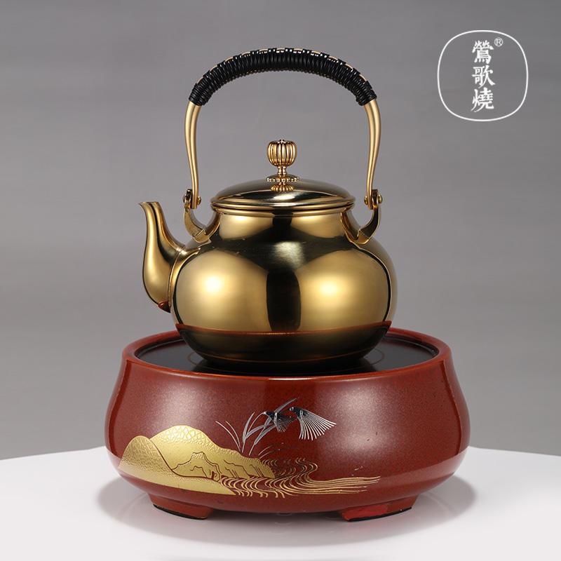 莺歌烧电陶炉无线遥控煮茶茶炉台式小型铁壶银壶莺歌烧煮茶器