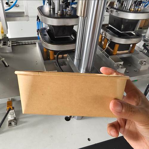 双工位全伺服智能卷边纸盒成型机方型纸碗液压成型淋膜纸沙拉野餐