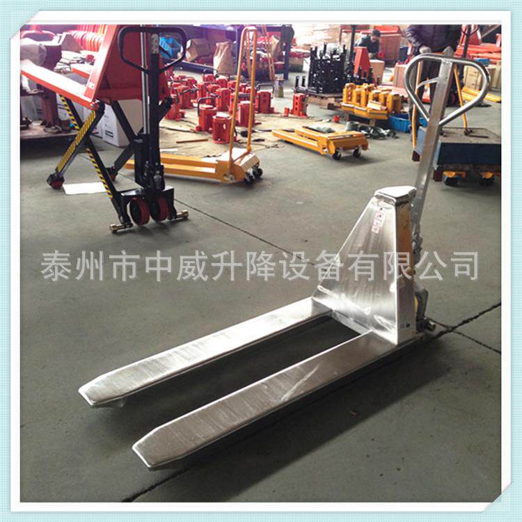 供应不锈钢高起钢手动托盘车搬运车 液压手动叉车 油压堆高地牛